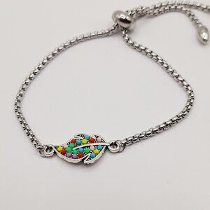 Adjustable Stainless Steel Bracelet |Leaf| Amulet & Stack